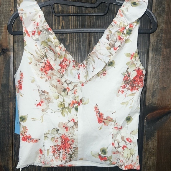 Antonio Melani Crop Top 0 NWT Floral Ruffle Boho V-neck Formal Casual - Picture 6 of 8